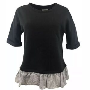 Kensie Short Sleeve Shirt Tail Sweatshirt Top